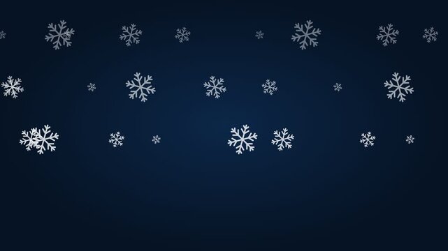 Elegant white snowflakes arranged along the top of a deep blue background