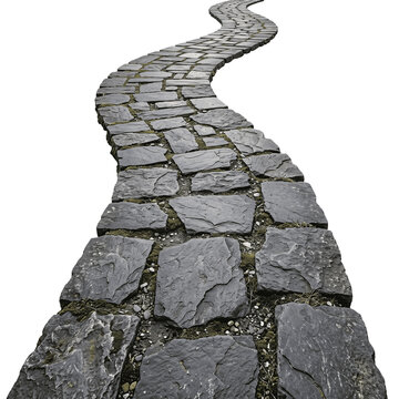 Winding ancient stone pathway with weathered flagstones  PNG Transparent