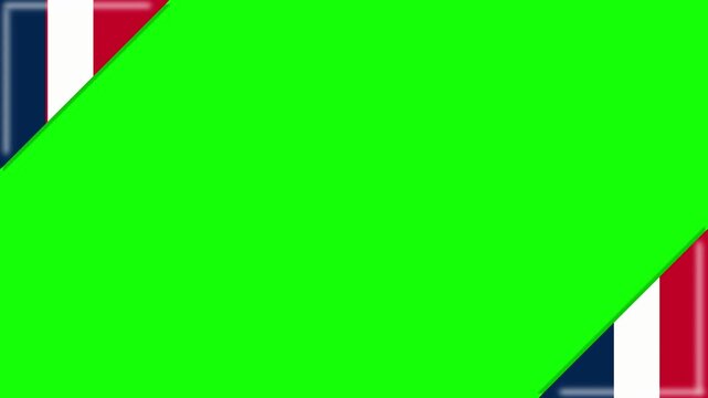 France flag corner border loop animation on green screen background chroma key backdrop template