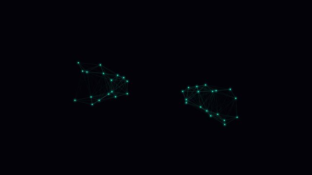 Abstract colon punctuation mark rendered as a glowing digital network nodes