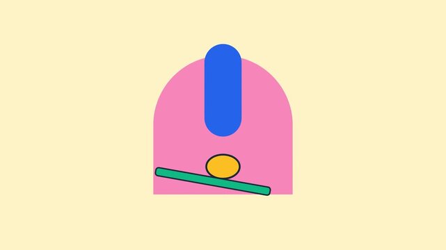 Minimalist geometric illustration featuring a pink arch with blue accent