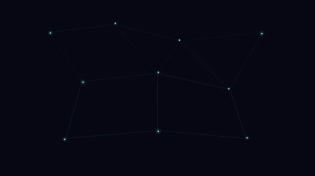 The constellation cassiopeia depicted as a glowing cluster of star points