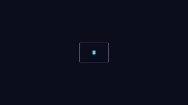 Minimalist digital camera viewfinder interface with focus square and cyan indicator for and videography projects animation 4k