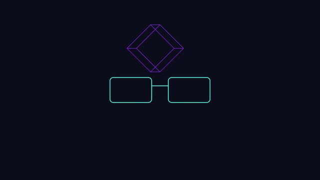 Minimalist digital network connection with rotating 3 d cube and linked nodes animation 4k