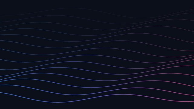 Abstract background with flowing blue and red gradient digital wave lines