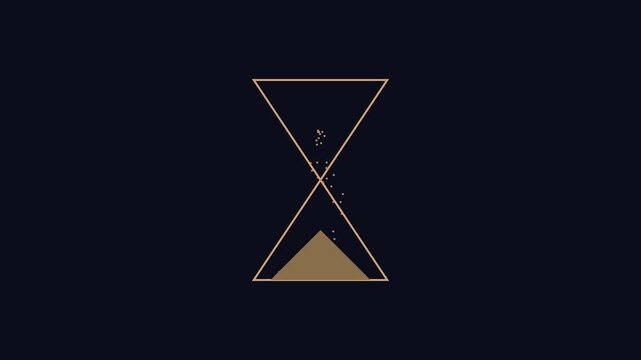 Minimalist hourglass sand timer animation: concept of time passing and countdown on dark 4k background