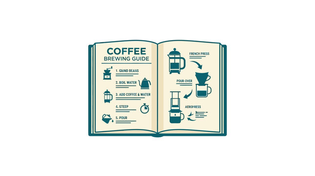 Coffee Brewing Guide Infographic Book Illustration