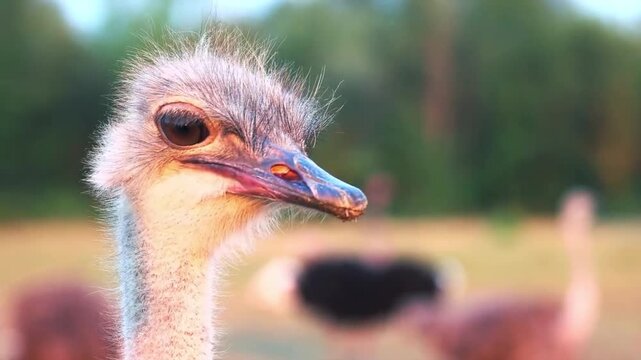 Extreme Close Up Portrait of an Ostrich Head