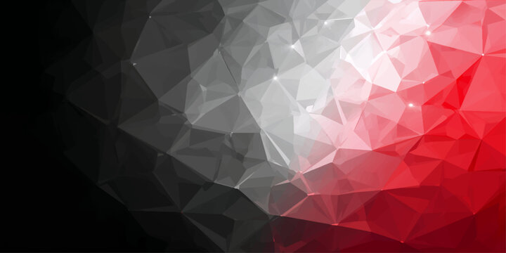 Abstract dark red and black geometric polygon background with glowing white mesh nodes