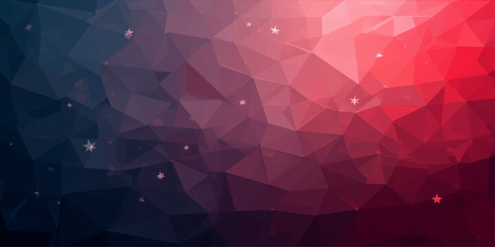 Abstract low poly geometric background with navy blue and vibrant red polygons