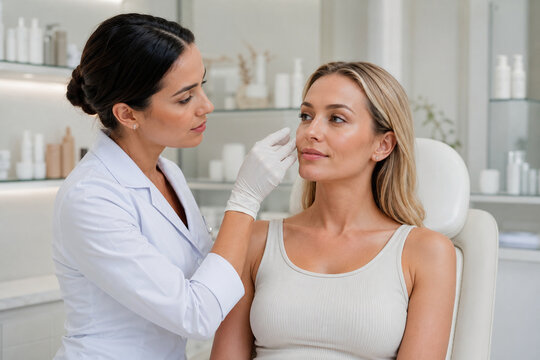Doctor Planning Personalized Beauty Treatment For Woman