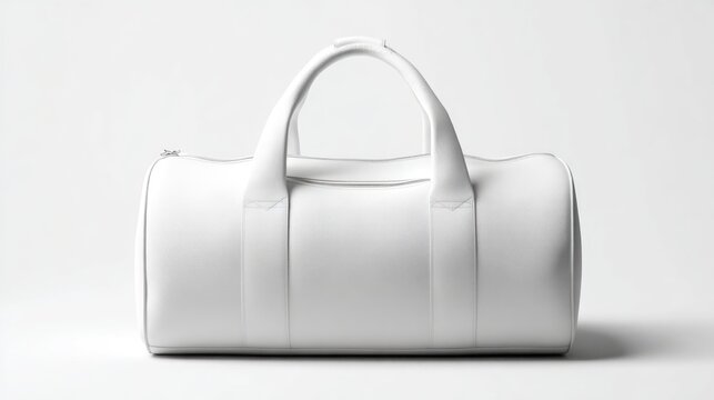 Sleek and Modern White Duffle Bag on Light Background for Stylish Travel and Fashion Accessories Photography