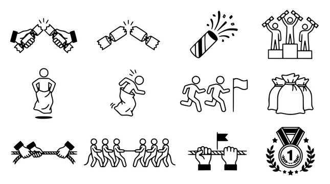 Celebration Party Games and Competition Icons Set - Vector