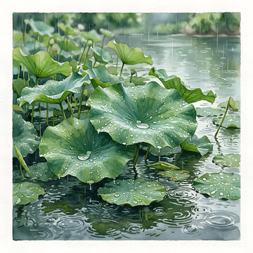 Closeup of a vibrant green leafy vegetable plant in water.
