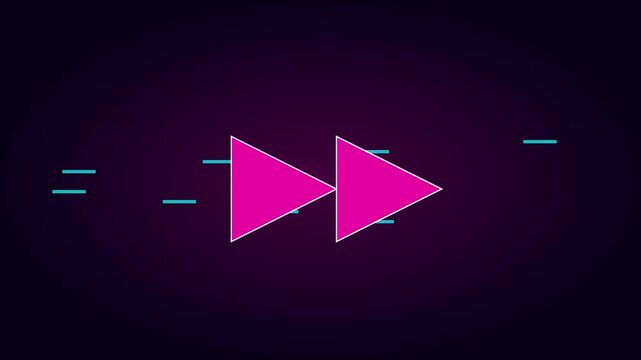 Fast forward animation with motion lines, digital media player symbol for user interface and streaming 4k