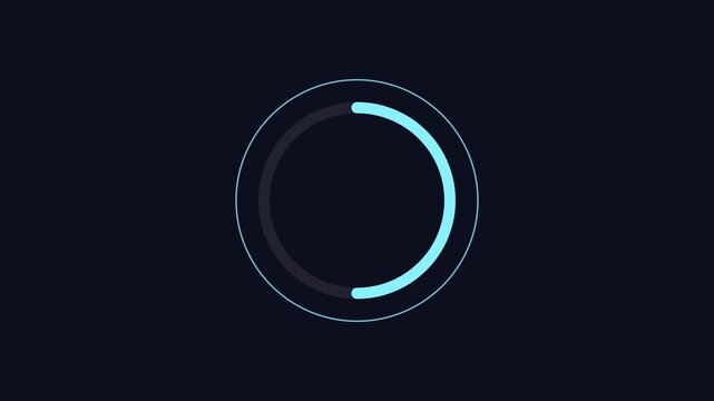 Minimalist blue loading circle animation loop for digital interface and user experience 4k progress