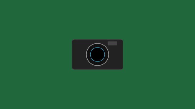 Minimalist digital camera animation with changing 4k background, colors for creative, media projects flat media