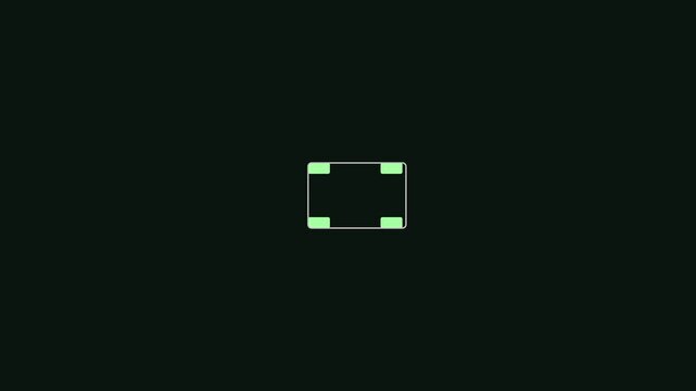 Minimalist digital loading spinner animation: green rectangular progress bar interface 4k