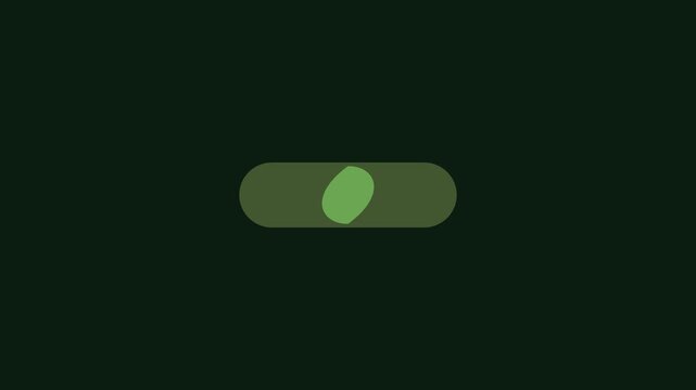 Minimalist green toggle switch animation turning on for user interface 4k button