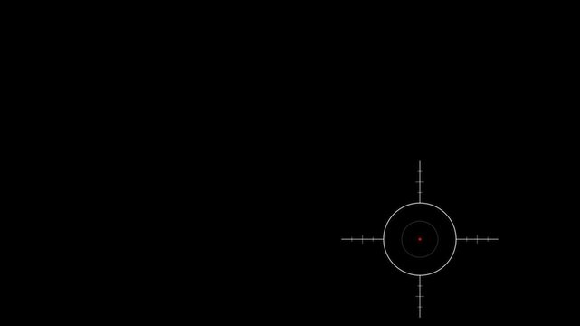 Target crosshair moving on black background HUD overlay. 4K Video