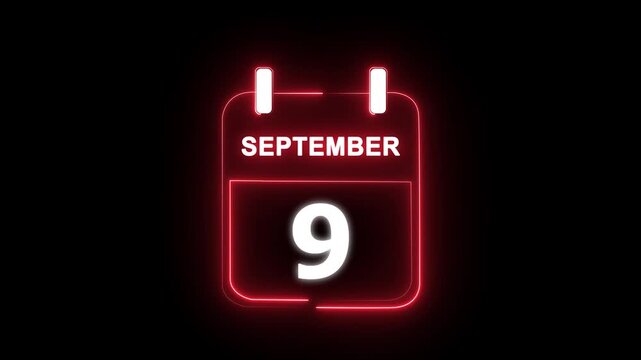 September calendar icon. 9 September calendar date animation. Countdown calendar concept. and stunning 4k animation.