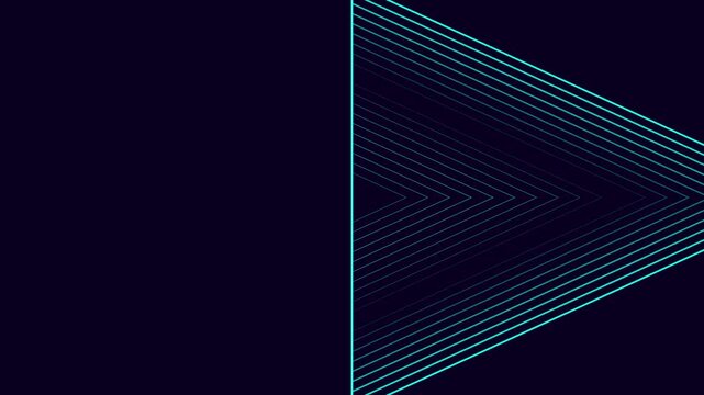 Neon blue geometric triangle lines abstract motion animation 4k background