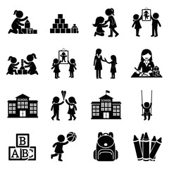 Obraz premium Children Learning and Playing Icons
