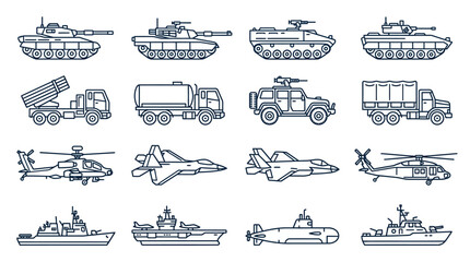 Military Vehicle Icon Set © Dhiyak