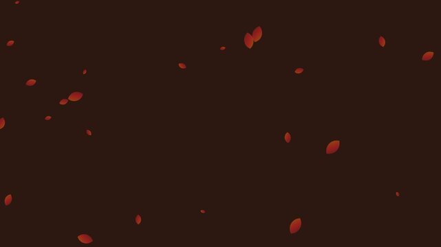 Minimalist digital art featuring small falling red leaves on dark background