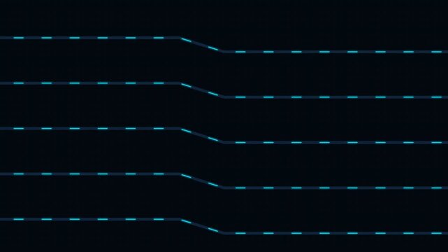 Abstract background featuring horizontal glowing blue dashed signal lines