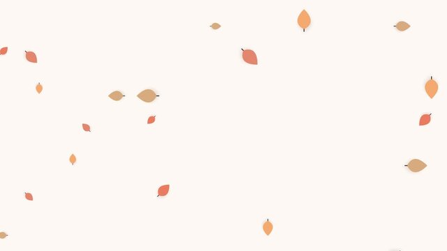 A minimalist pattern of scattered autumn leaves on a clean white background
