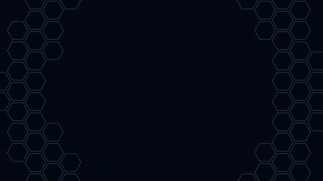A glowing blue geometric honeycomb pattern isolated on a deep black background