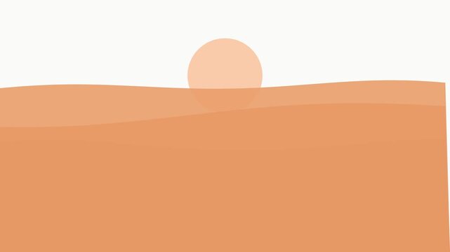 A minimalist graphic illustration of a pale sun setting over a desert dune