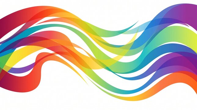 Abstract rainbow wave ribbons on white background