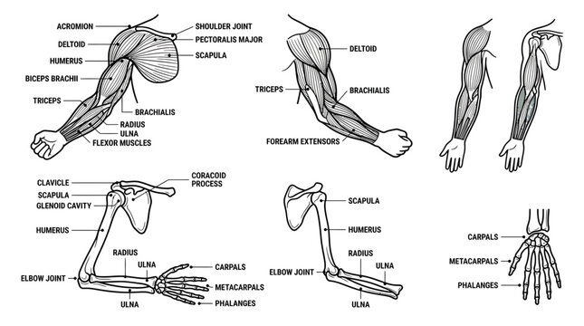 Anatomy of the Human Arm and Shoulder - Muscles, Bones, Joints Illustrated
