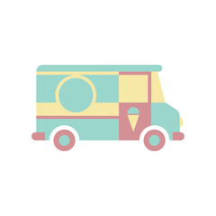 Fototapeta premium Flat design vector illustration of a pastel colored ice cream truck