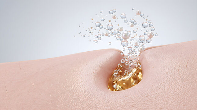 Cleansing treatment extracts sebum from clogged skin pores.Purifies the epidermis layer and restores a clean healthy texture. 3D rendering.