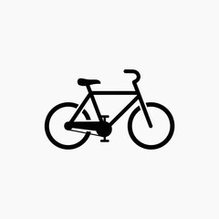 Fototapeta premium Simple Black Bicycle Icon on White Background