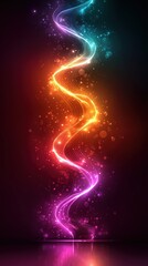 Obraz premium Dynamic neon energy waves and geometric shapes background in a rhythm game style with glowing purple and blue lines creating a high speed motion effect.
