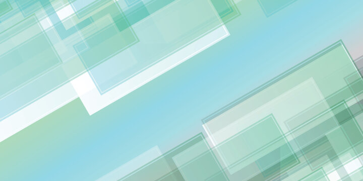 Abstract geometric shapes background design with soft light blue and green tones
