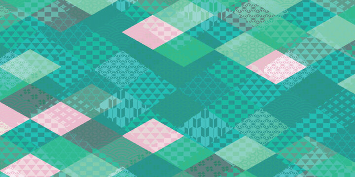 Geometric Japanese Traditional Pattern Green Abstract Background