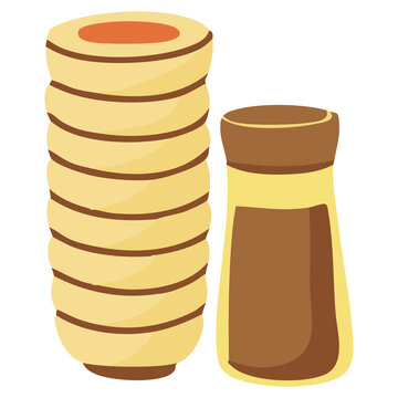 Ramen Bowls and Sauce Set Illustration