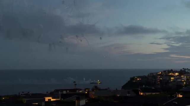 Beautiful 4th of July Fireworks over the Ocean in Laguna Beach, California (real video, not AI) 