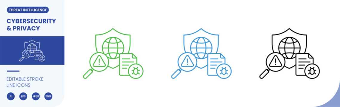 cybersecurity threat intelligence icon line style editable stroke vector