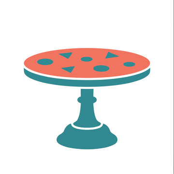 Round Table with Geometric Shapes