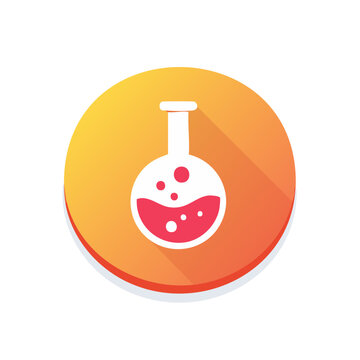 Round bottom flask with red liquid and bubbles