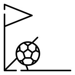 Corner kick, soccer ball black line icon © starin