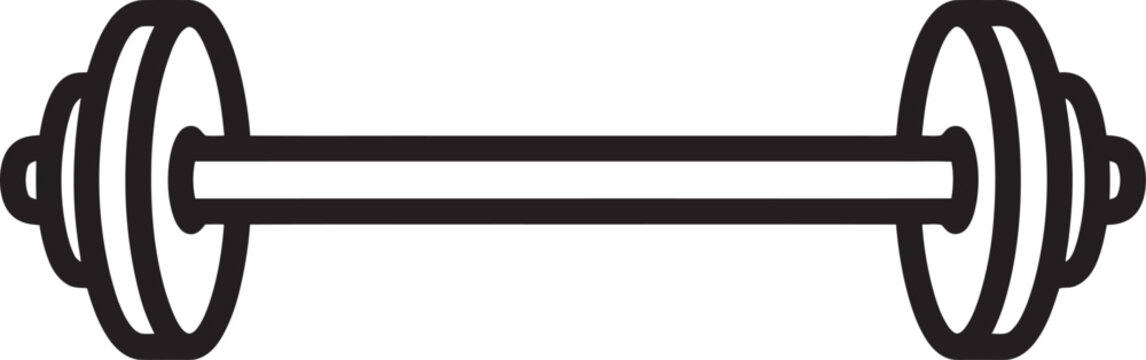 Barbell weightlifting icon with long bar and plates for professional powerlifting and gym workout.