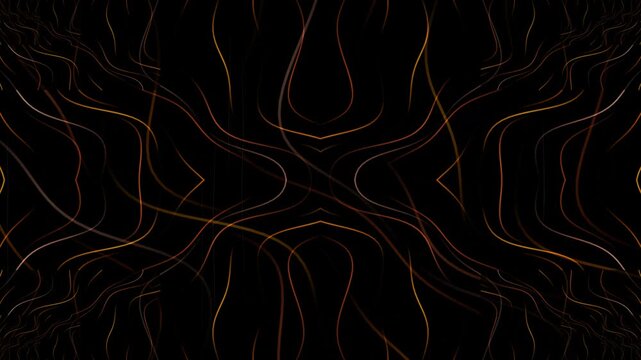 Abstract dark background with colorful wavy lines and symmetrical pattern