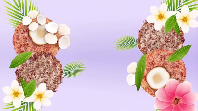 Delicious Tropical Burger Patties with Fresh Ingredients and Flowers.